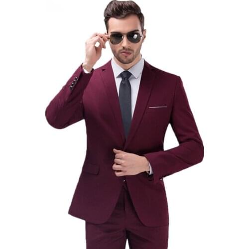 Mens Suit 2 Pieces Shawl Lapel Single Breasted Slim Fit For Business Formal Suit Wedding Party Tuxedo Male Suits Blazers+Pants