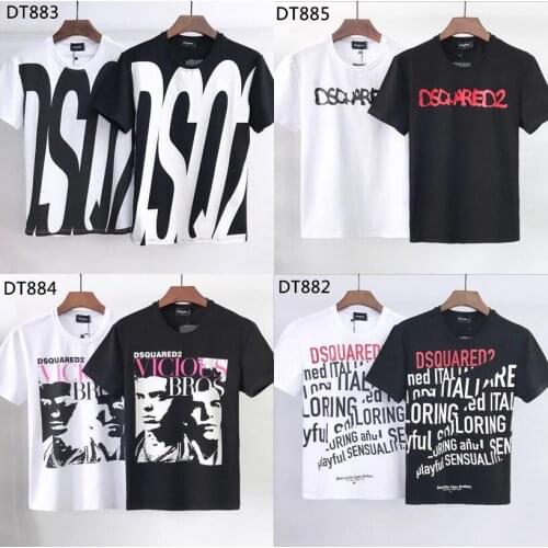 DSQUARED2 - Men Women Pure Cotton T Shirt O Neck Short Sleeve Shirt Street Hip Hop Style Authentic DSQ T-shirt