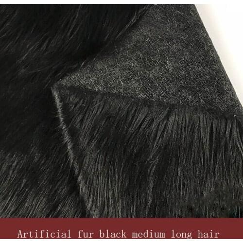 Spot supply of artificial fur, black mid-length hair, fur collar, imitation fur, home textile, apparel fabric