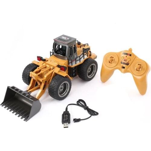 HUINA 1520 RC Metal Bulldozer 6CH 1/18 2.4GHz RTR Front Loader Engineering Toy Remote Control Construction Tractork Vehicle ht