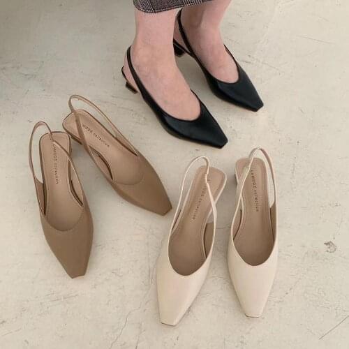 Fashion Womens Shoes 2020 Med Female Sandal Closed Toe Sandals Slip-on Loafers Summer Womens All-Match Block Heels Luxury Sale