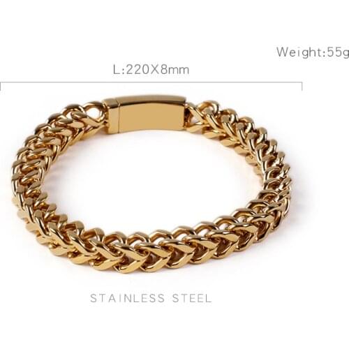 Man Jewels 22cm Link Chain Bracelet Men Stainless Steel Gold Black Matte Muiti Color Fashion Bangle Jewelry JS110826-K