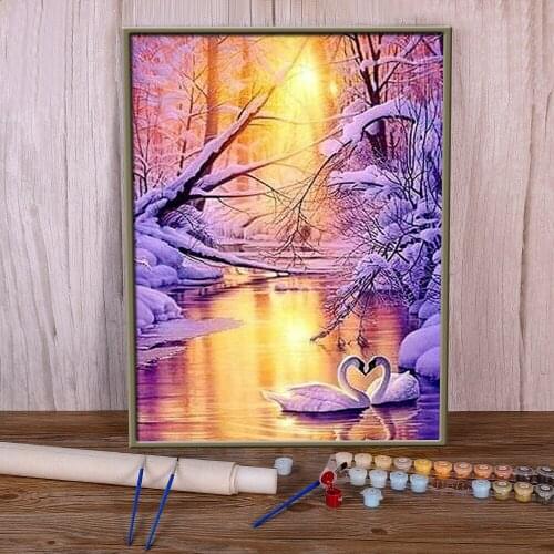 Landscape Tree Paint By Numbers Complete Kit Acrylic Paints 40*50 Boards By Numbers Handmade Adults Wholesale Handicraft