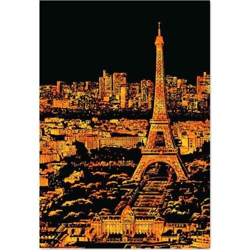 Paris Scratch Night View Poster Sticker Deluxe Erase Black Scratch World Map Scratch Off Foil Layer Coating Painting As A Gift