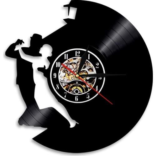 Waltz Couple Ballroom Dancing Vinyl Record Wall Clock Home Decor Wedding Favors Tango Dancers Laser Cut Handicraft Wall Clock