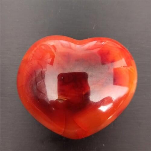 Natural stone Red agate agate heart palm stone meditation ornamental decoration
