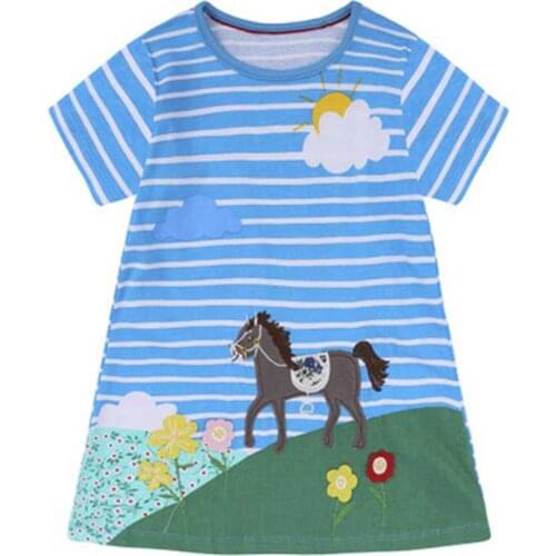 New Baby Girls Dress Horse Princess Dress Children Clothing Summer Animal Applique Clothes Kids Dresses for Girls Costumes