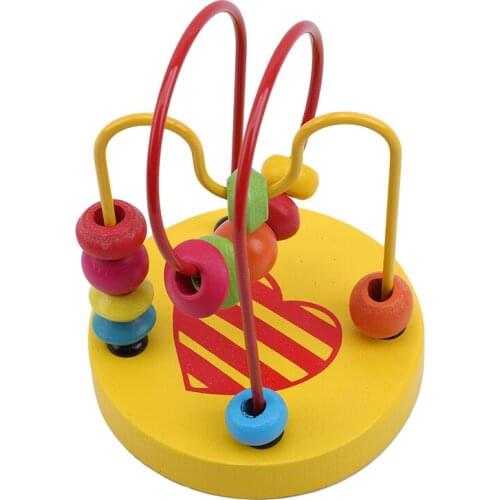 New Design Baby Colorful Wooden Mini Around Beads Wire Maze Math Toys Children Kids Toddler Educational Toy