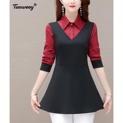 Autumn style patchwork Plus Size 5XL blouses womens Clothes embroidery long sleeve shirt fashion Ladies Vintage elegant Tops