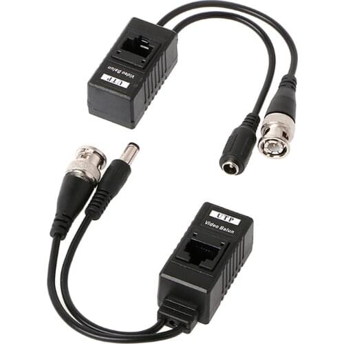 1 Pair BNC To RJ45 Passive Video Power + Audio Balun Transceiver For CCTV Camera for Full HD Surveillance Cam System