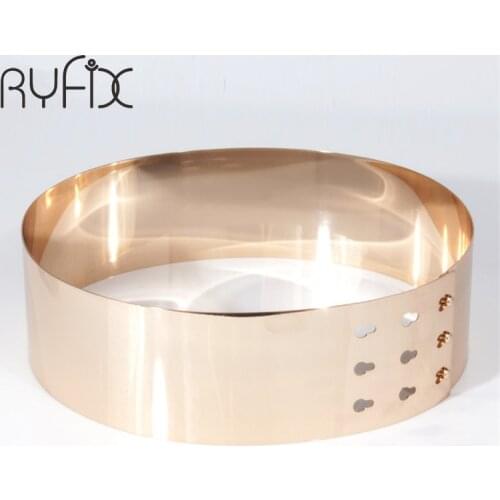 High Quality Metal Keeper Metallic Mirror 7cm Wide Belt Corset Women Punk Cummerbund Gold Silver love lockdown belt BL03