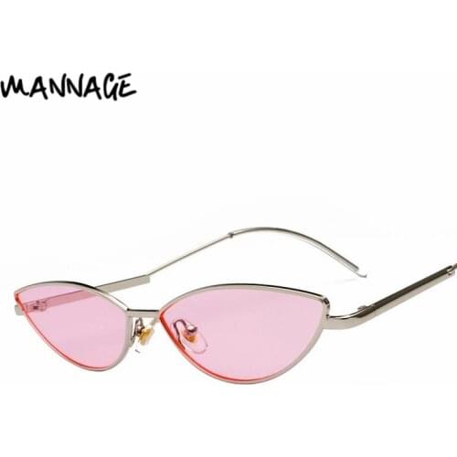 Cat Eye Sunglasses Vintage Small Metal Frame Eyewear Female Fashion Shades Ocean Lens Personality Street Style