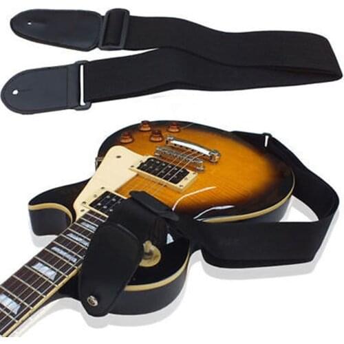 PU Leather + Nylon Black Useful Folk Guitar Straps Adjustable 75-120cm Electric Acoustic Bass Guitar Strap