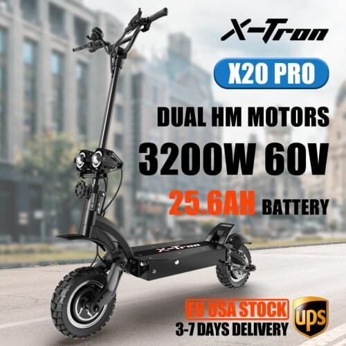 [EU Stock] X-Tron X20 Powerful Electric Scooter 70km/h Folding Electrical Motorcycle LED Light 2400W Dual Motor Adult Scooter