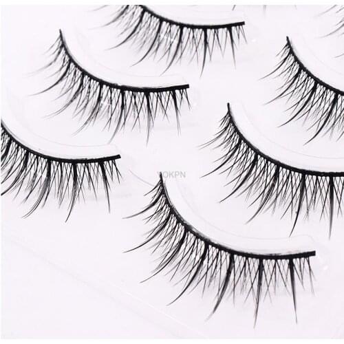 Yokpn 3D False Eyelashes Super Natural Soft Simulation Cross Section Messy Eye Tail Lengthen Thick Makeup Eyelashes
