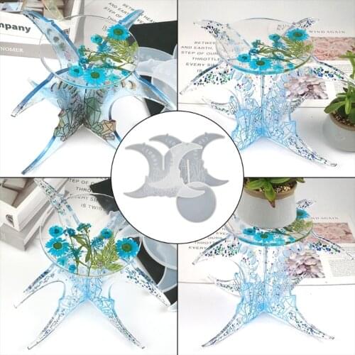 Castle Lunar Eclipse Flower Pot Stand Epoxy Resin Mold Flowerpot Organizer Planter Rack Casting Silicone Mould DIY Craft Tool