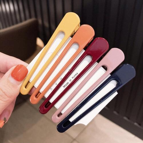 2020 Hot Sale 5 PCS Colorful Hair Clips Female Simple Metal Clip Headdress Korean Net Red Duck Mouth Clip Bangs Hairpin