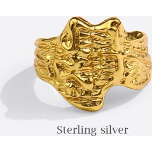 Sole Memory Retro Hip Hop Irregular Personality Trend 925 Sterling Silver Female Resizable Opening Rings SRI901