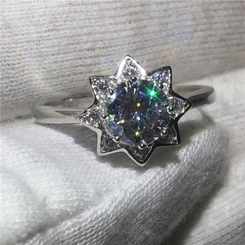 Flower shape 100% Soild 925 Sterling Silver ring 2ct Sona 5A zircon Stone Engagement Wedding Band Ring for women men Jewelry