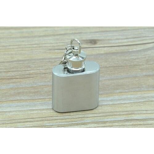 1oz stainless steel mini hip flask with keychain portable party outdoor wine bottle with key chains W7332