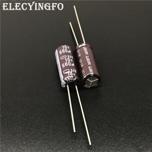 100pcs 560uF 10V560UF NIPPON NCC SXE Series 8x20mm Low Impedance 10V560uF Motherboard Electrolytic Capacitor