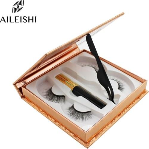 2 Pairs Magnetic Eyelashs set Magnet Liquid Eyeliner& Magnetic Lashes & Tweezer Set Waterproof Long Lasting Eyelash Extension