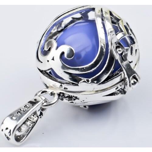 5Pcs Fashion Jewelry Locket 18mm Copper Heart Cage Pendant with 16mm Colorful Mexican Bola Angel Caller Baby Gifts H55-18