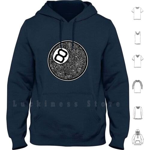 8-Ball Zentangle 2.0 Hoodies Long Sleeve Pool Sport 8 Ball Zentangle Pen Ink Tattoo Ball Creative