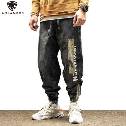 Aolamegs Camouflage Patchwork Washed Distressed Pencil Jeans Men Slim Cargo Retro Denim Pants Autumn Hip Hop Trousers Streetwear