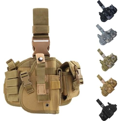 Army Tactical Leg Gun Holster Pistol Gun Drop Thigh Holster Outdoor Camouflage Nylon Magazine Pouch Gun Case Hunting Accessories