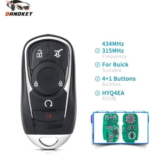 Dandkey 4+1 Buttons Car Remote Control Keyless Entry 315Mhz/433Mhz For Buick LaCrosse 2017 2018 2019 Envision Smart Key HYQ4EA