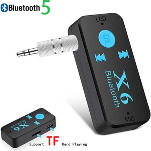 Car X6 Bluetooth 5.0 Receiver 3.5mm Jack Card Type Portable AUX Bluetooth Wireless Adapter Auto Audio Speakers Headphone