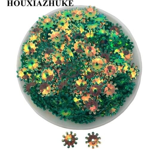8 mm shining green loose flowers sequins with hole 1500 pcs per lot for bridal headwear or dress appliques decorations