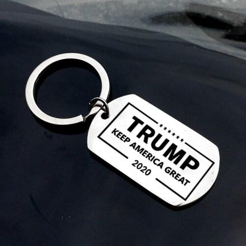 2020 Trump Slogan keep America great Key Ring USA President Vote Keychain Stainless Steel Square Keyring