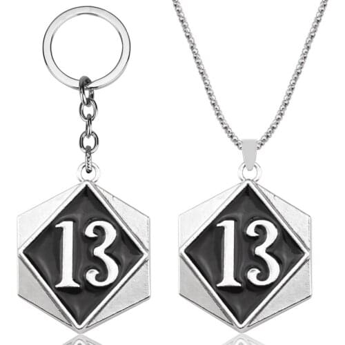 Hip Hop Jewelry Lucky Number 13 Thirteen Pendant Necklace Cuban Link Chain For Men Women Gifts Accessories