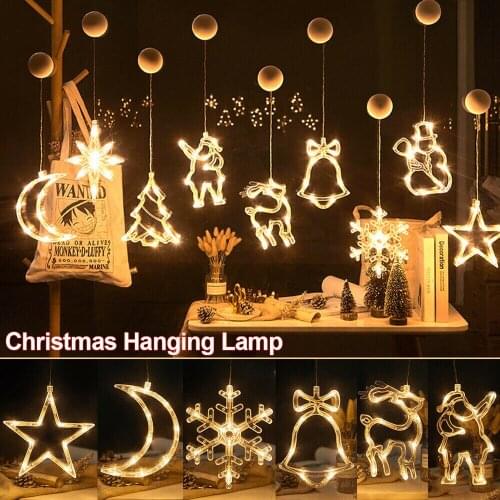 Shop Window Ornaments Led Christmas Decro Curtains Elk Xmas Tree Snowman Decorative String Light Fairy Light Wedding Party Decor