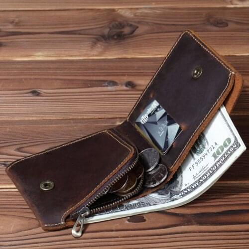 Business Bifold Wallet Mens Genuine Leather Credit ID Card Holder Case Purse Gift New Vintage Male Snap Card Wallets