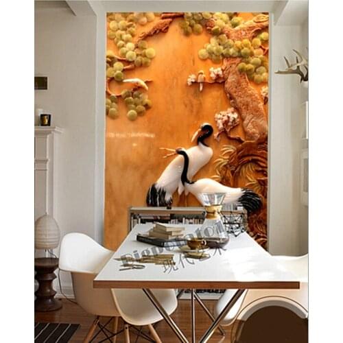 Custom 3D large mural, Chinese style 3d Red-crowned crane and trees murals papel de parede,living room Porch wallpaper