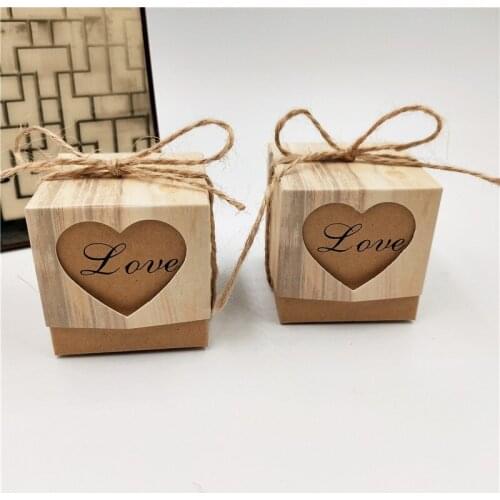 24Pcs/lot Handmade DIY Cardboard Kraft Paper Box For Childrens Day Mothers Day Candy Cake Boxes Cases Containers With Strings