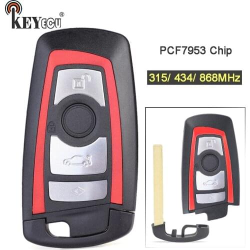 KEYECU 315/434/868MHz PCF7945 PCF7953 Chip CAS4+/FEM Replacement 4 Button Remote Key Fob for BMW 1 2 3 4 5 6 7 Series X3 M2 Blue