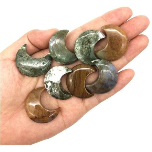 Beautiful 1pc Natural India Agate Moon Shaped Gemstone Healing Crystal Specimen Polished Stones Natural Quartz Crystals