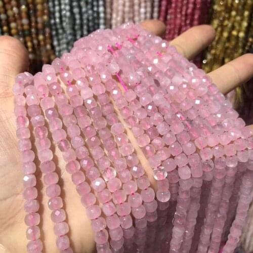 High Quality Natural Madagascar RoseQuartz Section Beads Round Loose Spacer Beads for Jewelry Making DIY Bracelet 5x5mm