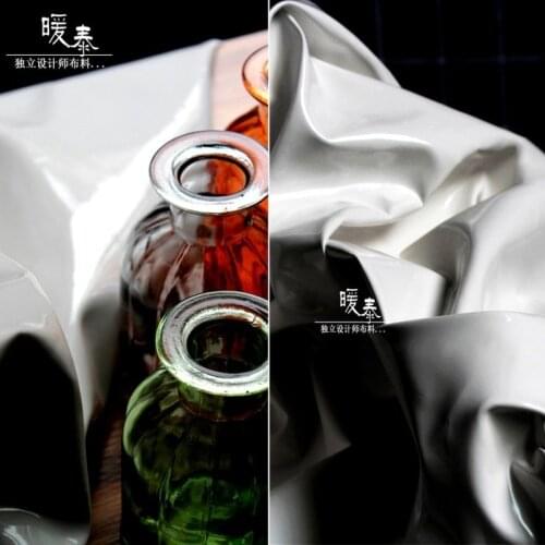 Patent Leather Fabric PU Mirror White Waterproof DIY Patches Bows Coat Bags Stage Decor Cosplay Clothes Designer Fabric