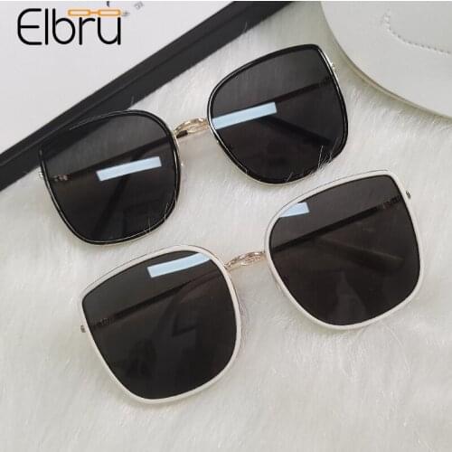 Elbru Fashion Men Women Sunglasses Street Snap Oversized Metal Frame Sunshades Brand Designer UV400 Sun Glasses For Male Female