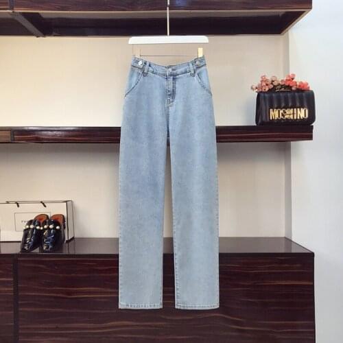 New Women Casual Straight Boyfriend Jeans Large Size Loose Pants High Street Denim Trousers Female Fashion Vintage Trousers
