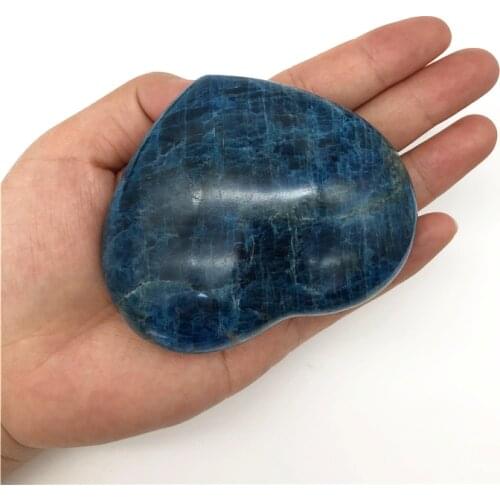 Wholesale 1PC Natural Blue APATITE HEART Polished Palm Stone Healing Reiki Madagascar Natural Quartz Crystals