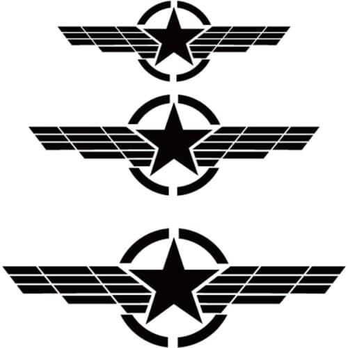 Pentagram WWII Front Hood Car Stickers Decorative Stickers Affixed Reflective Military Black/Silver White