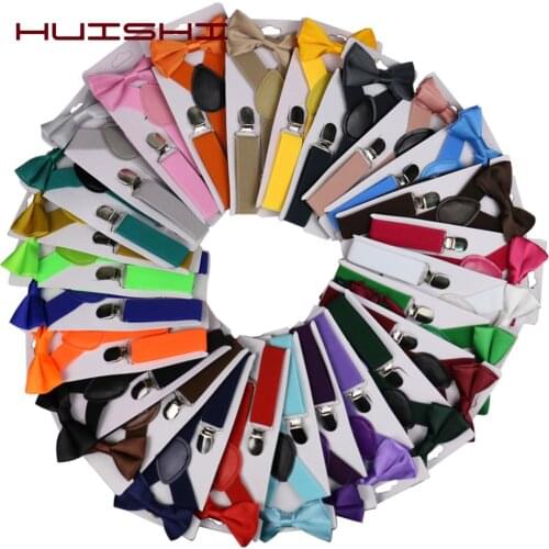 HUISHI Kids Suspenders With Bowtie Set Fashion Children Bow Tie Boys Braces Girl Adjustable Suspenders Baby Wedding Accessories