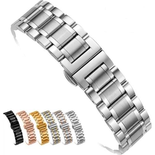 Stainless Steel Watch Band Strap 12/14/15/16/17/18/19/20/21/22/23/24mm Watchband Bracelet for Quartz Watch