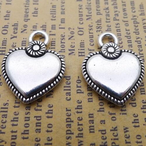 Alloy Antique Silver Color Heart Charms For DIY Jewelry Making 10pcs 18*22mm AAC877